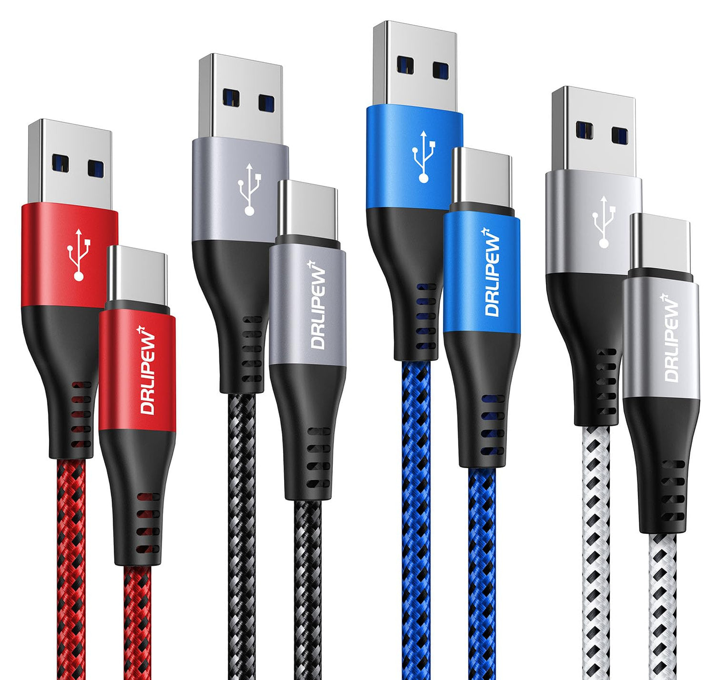 Fast Charge 3A USB C Cable 4Pack - iPhone Samsung LG Moto