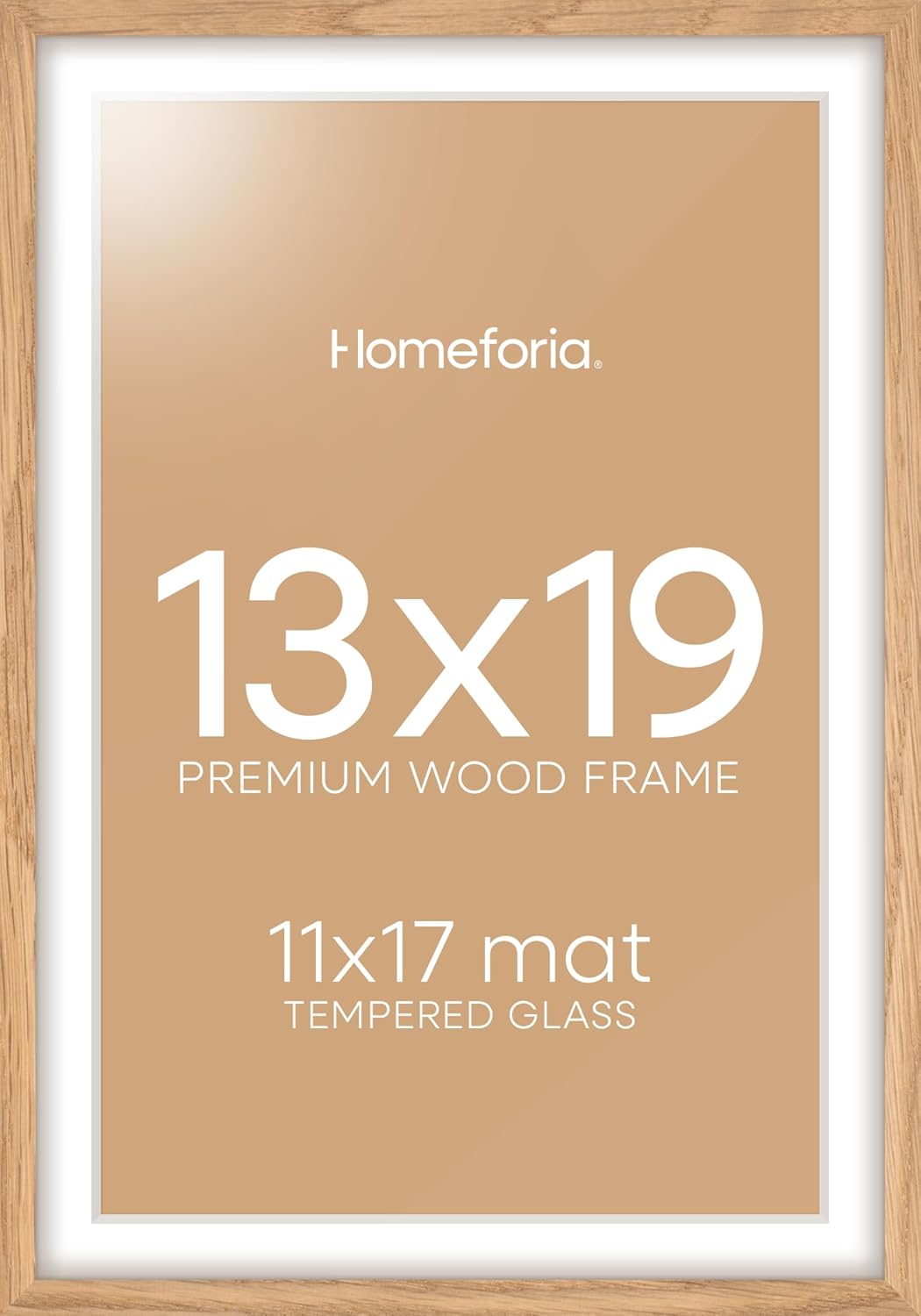 High-End Natural Oak 13x19 Picture Frame with Mat for Photos