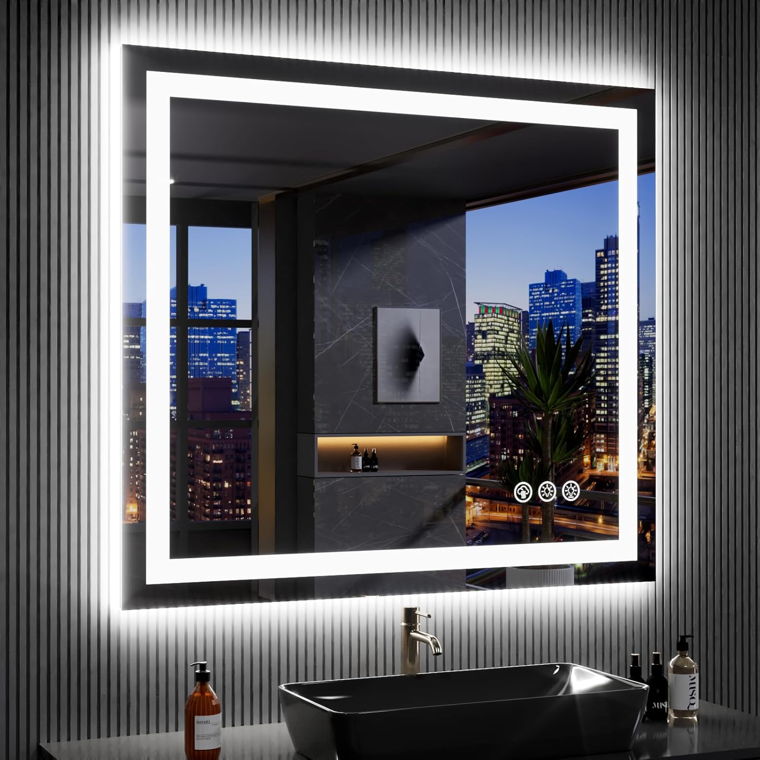 LOAAO 40X38 RGB LED Bathroom Mirror with Lights for Modern Spaces