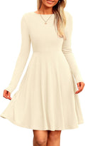 Women's Ribbed Knit Long Sleeve A Line Short Dress - Fall Winter