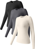 Womens 3 Piece Long Sleeve Layer Tee Set - Fitted Stretch Basics