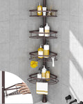 Rustproof Shower Corner Caddy Tension Pole with 4 Baskets - Adjustable