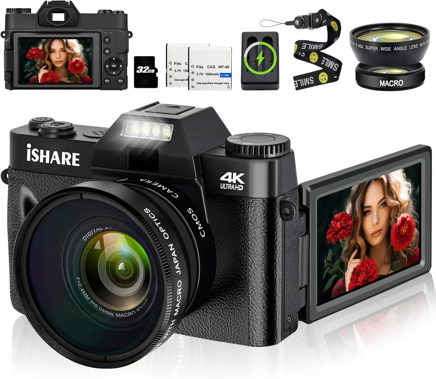 ISHARE 4K Camera: 48MP Clarity & Dual Batteries