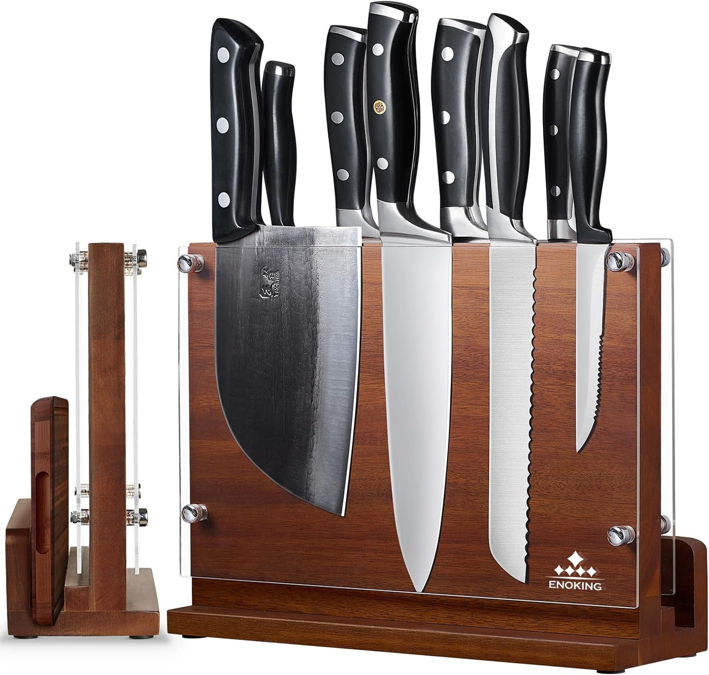 ENOKING Magnetic Knife Block with Acrylic Shield for Kitchen