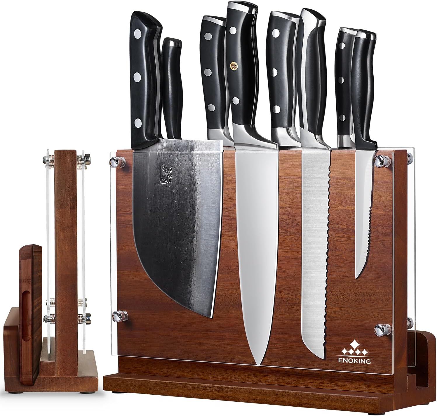ENOKING Magnetic Knife Block with Acrylic Shield for Kitchen