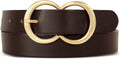 Lucky Brand Women's Fashion Leather Belt with Double Ring Buckle