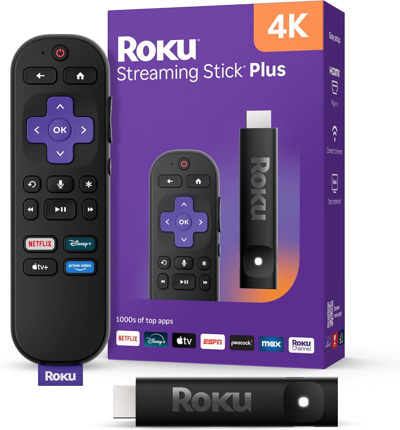 Roku Streaming Stick Plus 2025 - 4K HDR Streaming Device