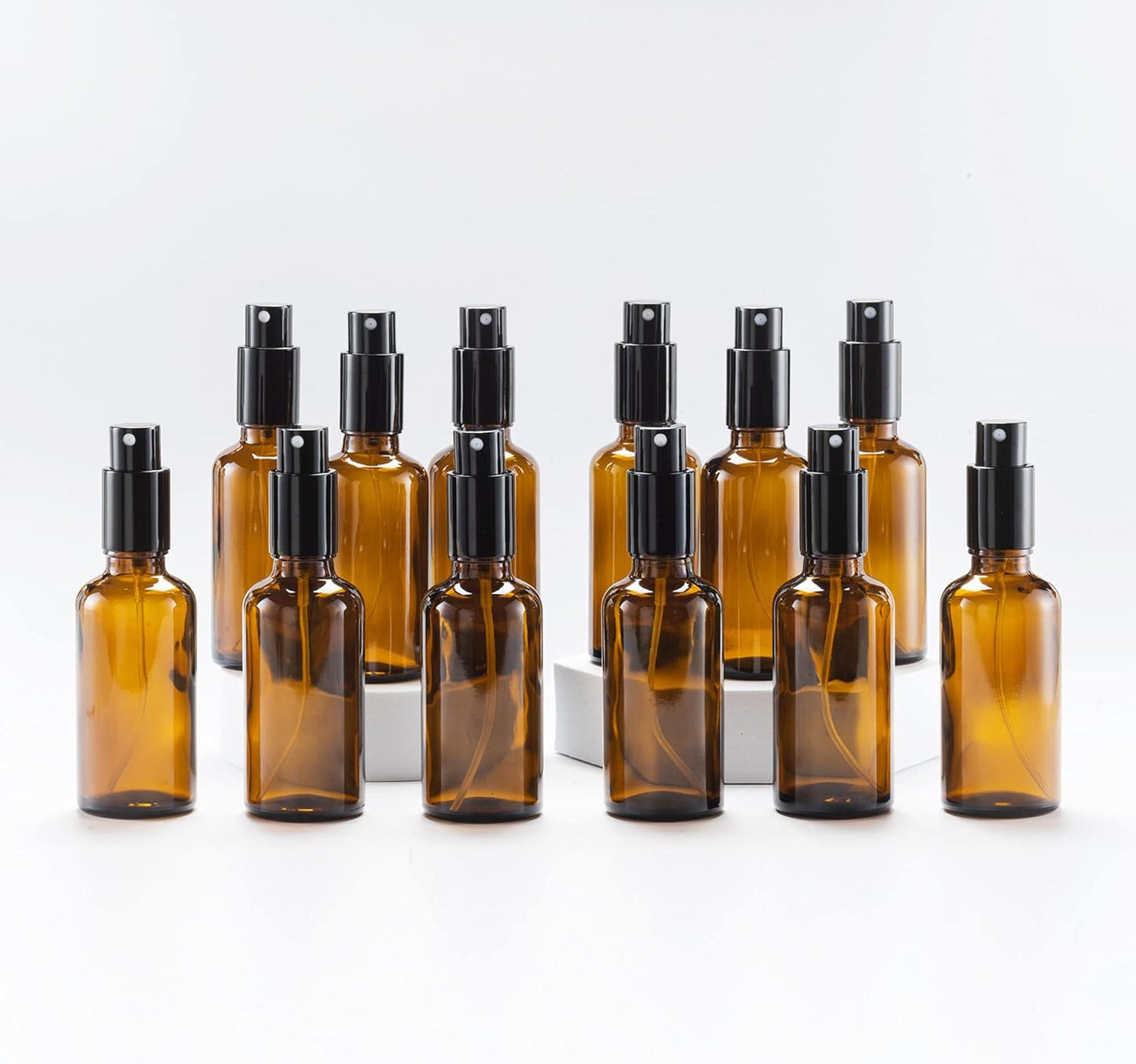 YIZHAO 2oz Amber Glass Spray Bottles x12 - Fine Mist, Refillable for Essential Oil & More