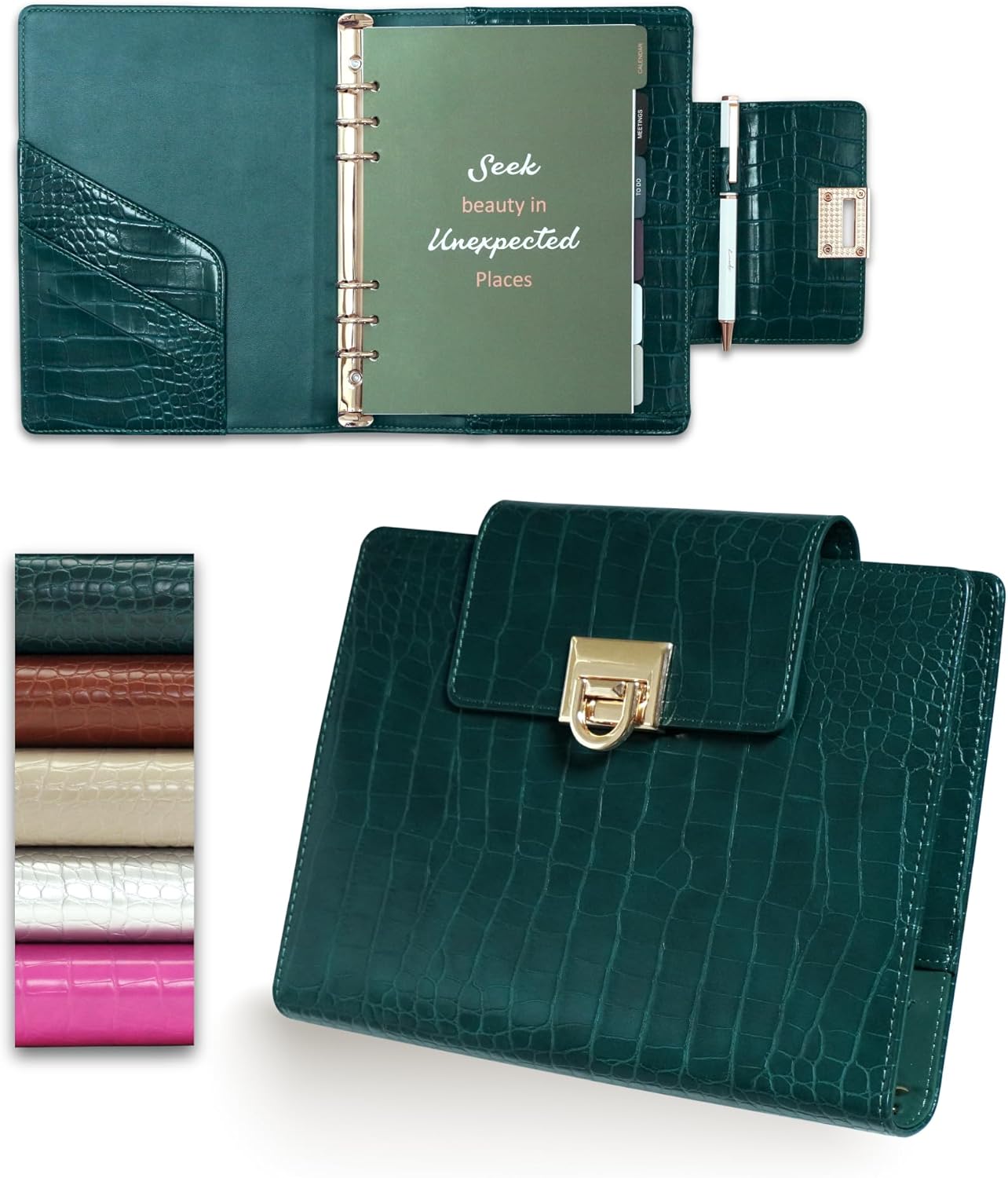 EGOSUNNY A5 Undated Planner with Crocodile-Textured Cover