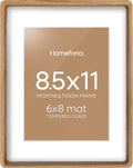 Homeforia 8.5x11 Picture Frame Natural Oak - Matted 6x8, Wall