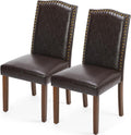 DUMOS Upholstered Dining Chairs Set of 2 - Modern PU Leather Comfort