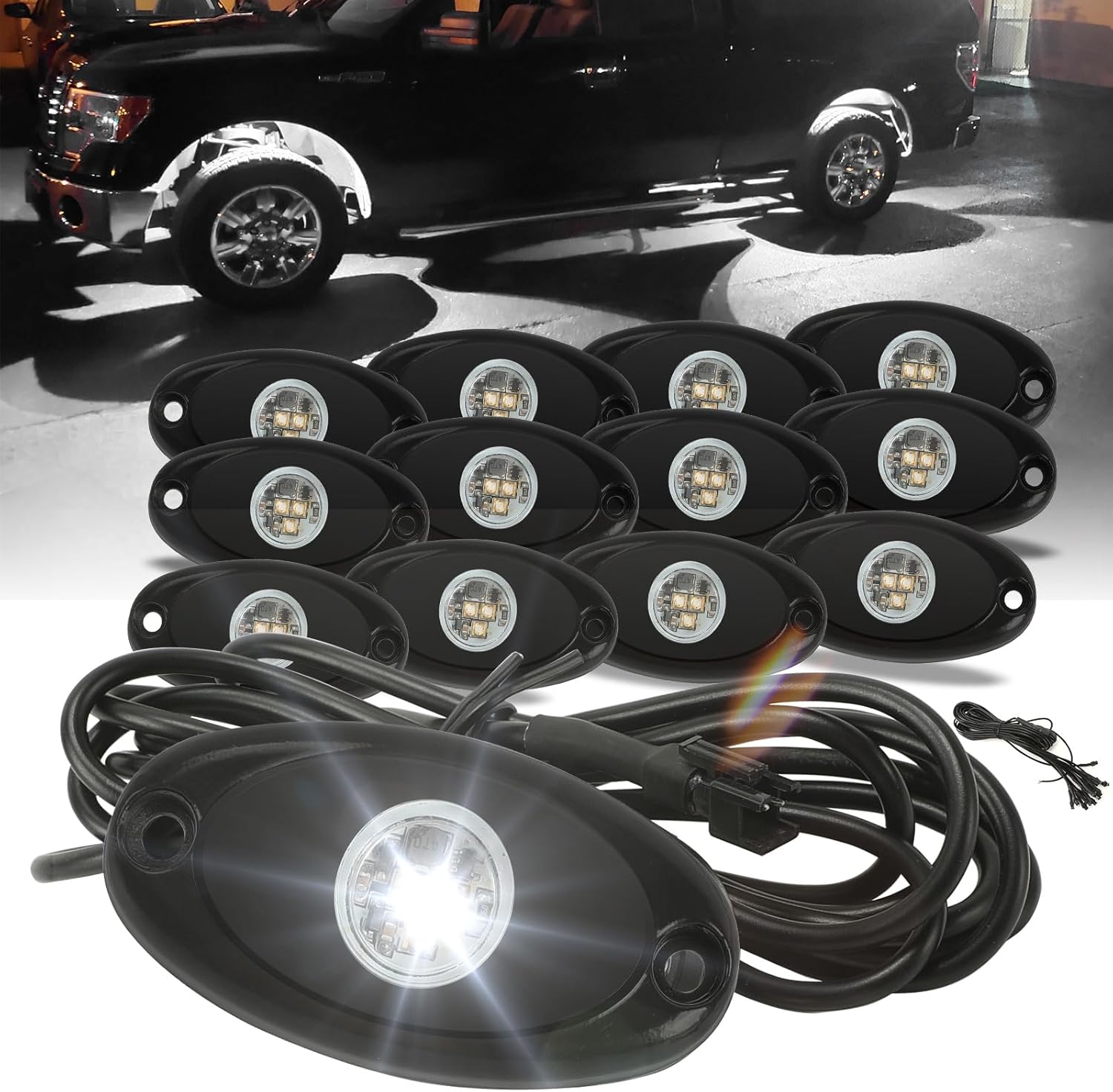 Brighten Your Vehicle with SUNPIE 12 Pods White Rock Lights