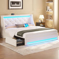 Rolanstar Full Bed Frame with LED Lights and Charging Station - Smart