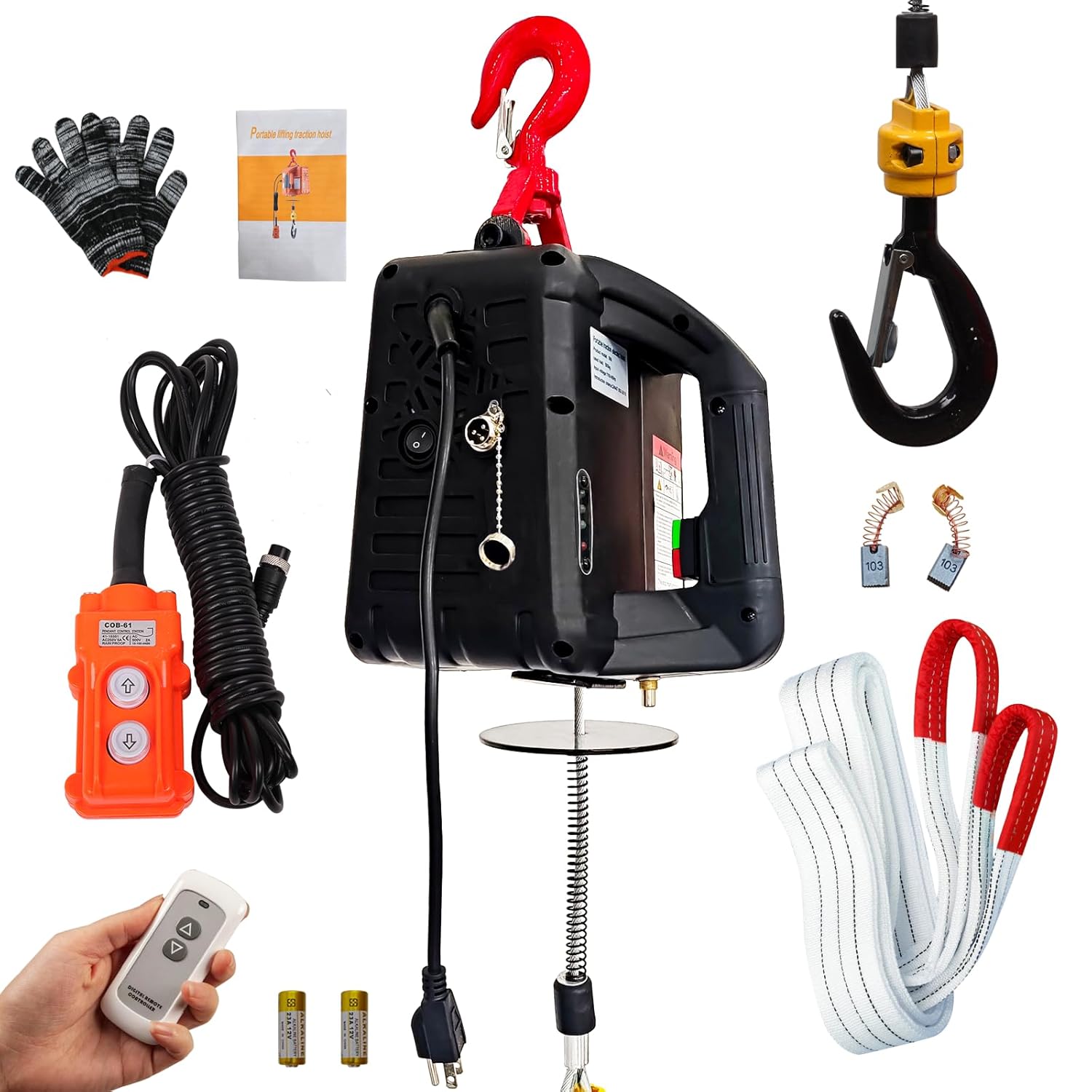 Electric Hoist Winch 1100lbs with Remote Control for Lifting