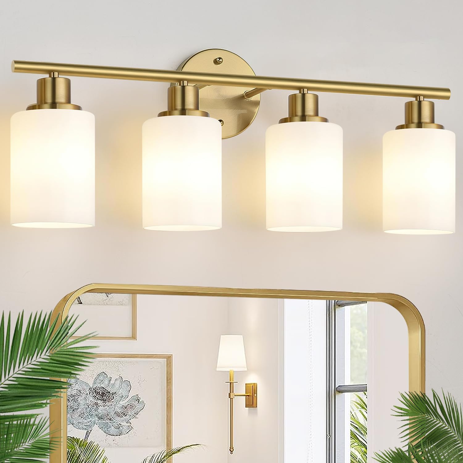 4-Light Bathroom Light Fixtures with Brushed Gold Finish