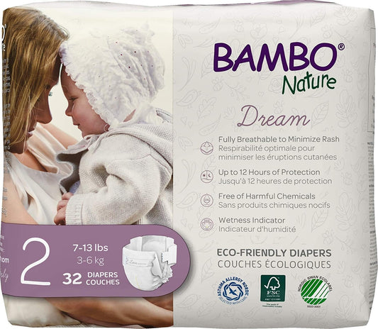 Bambo Nature Premium Baby Diapers - Size 2, 32 Count - Gentle Protection