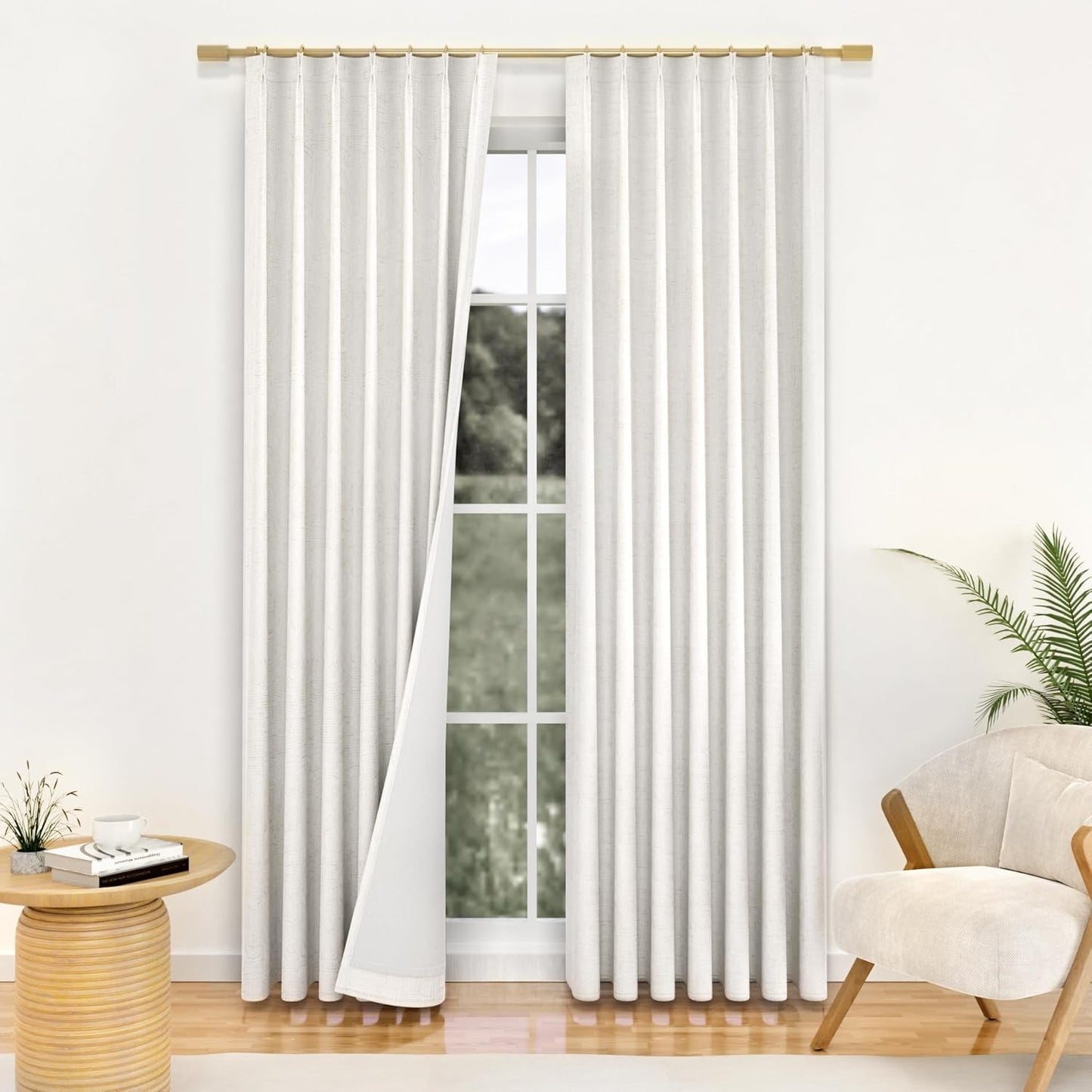 YZ HOME Blackout Linen Pinch Pleat Curtains 40x84 - Thermal Insulated