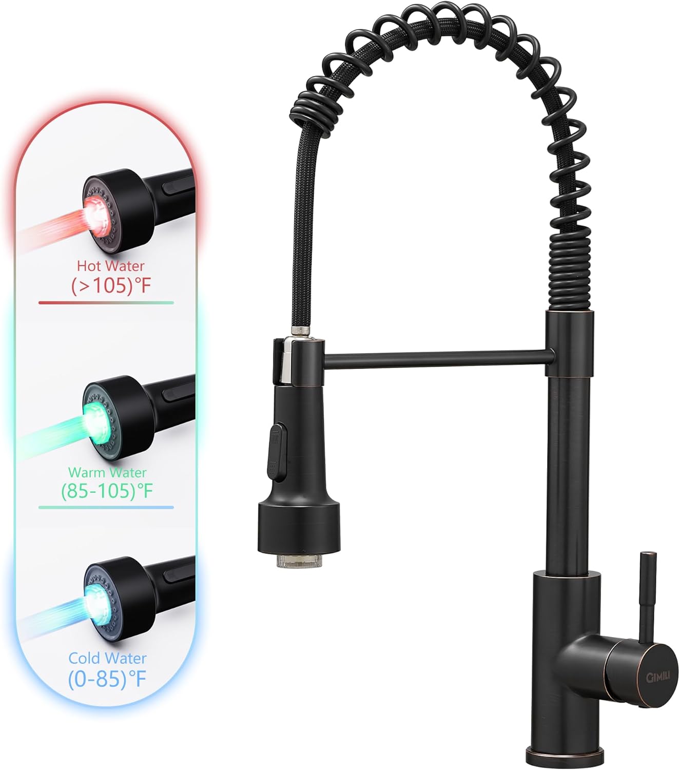 GIMILI Oil Rubbed Bronze Kitchen Faucet with Pull Down Sprayer