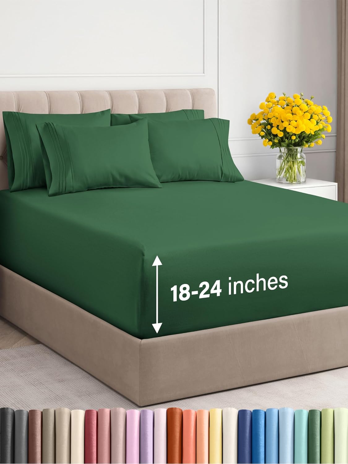 Extra Deep Cal King Sheet Set - 6 Piece Breathable & Cooling