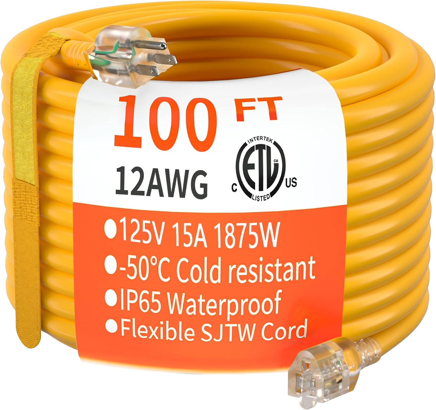 HUANCHAIN 100 ft 12/3 Gauge Heavy Duty Outdoor Extension Cord