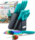 Marco Almond Knife Block Set - Rainbow 14-Piece Kitchen Knives
