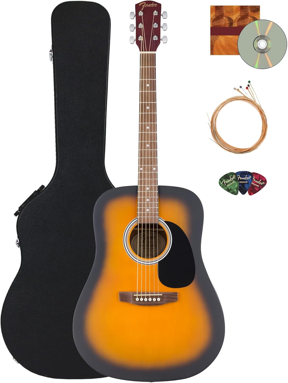 Fender FA Series Dreadnought Acoustic Guitar Bundle with Case