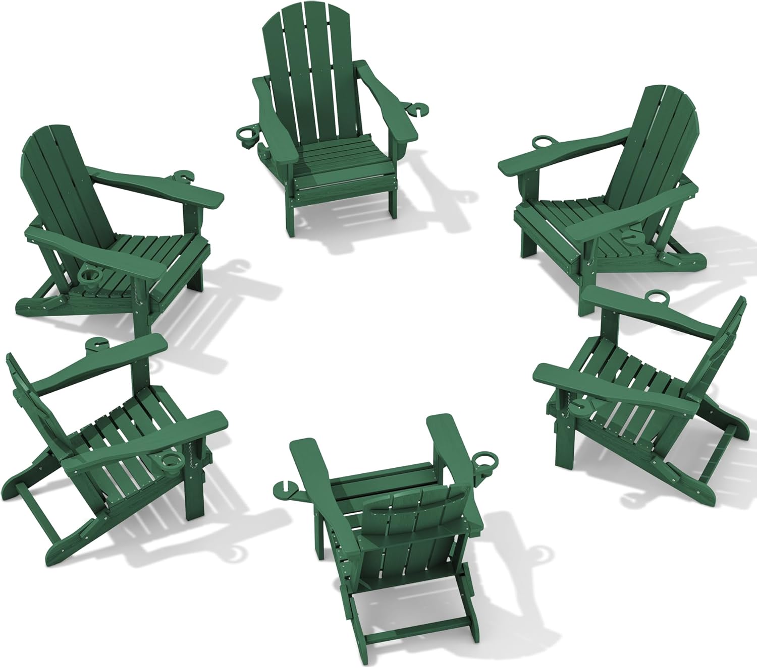 SERWALL Adirondack Chair Set of 6 with Cup Holders for Outdoors