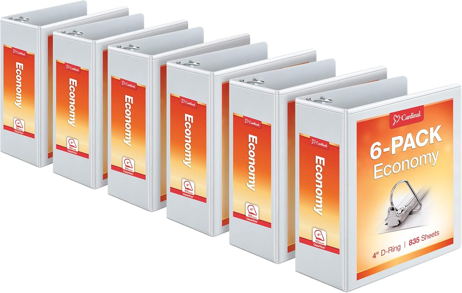 Cardinal Economy 3-Ring Binders, 4 in, Slant-D Rings, 6 Pack