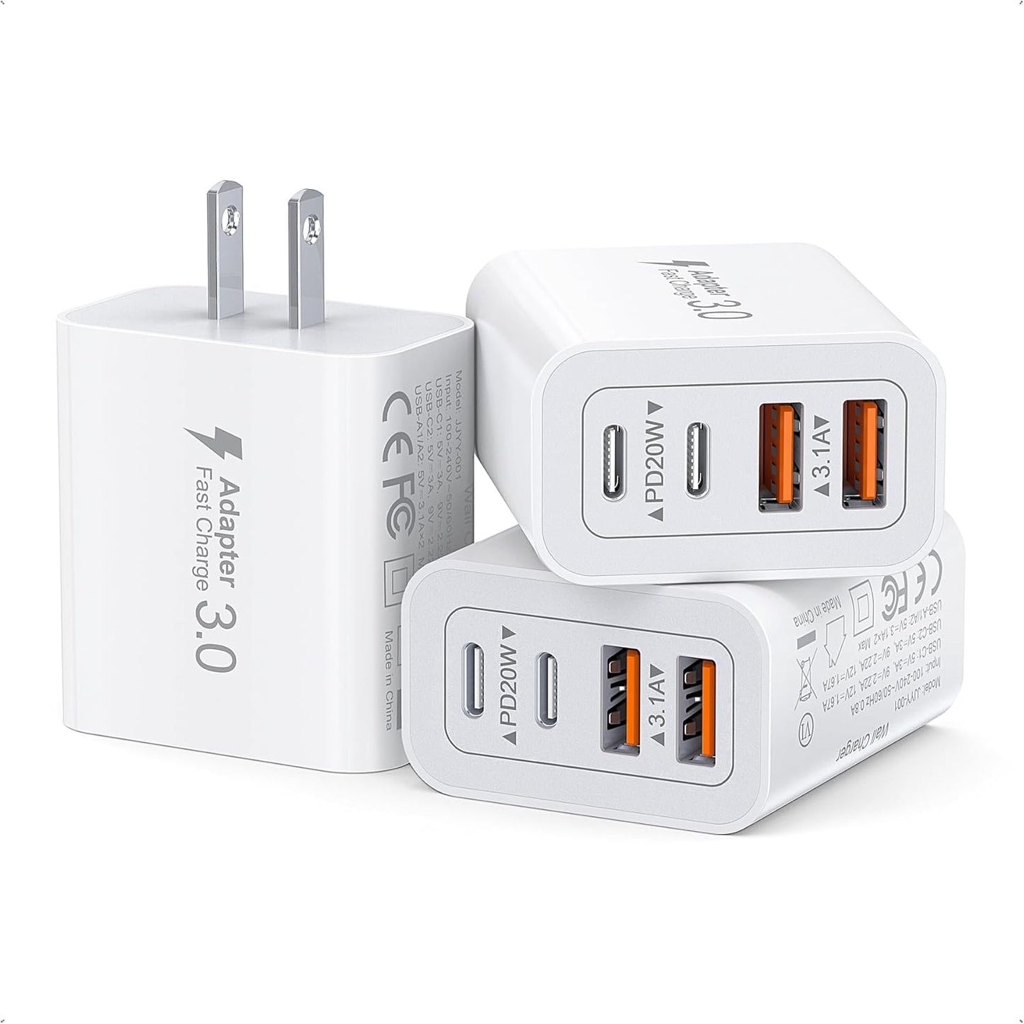 Fast 40W USB C Wall Charger 3-Pack - Charge Multiple Devices Rapidly