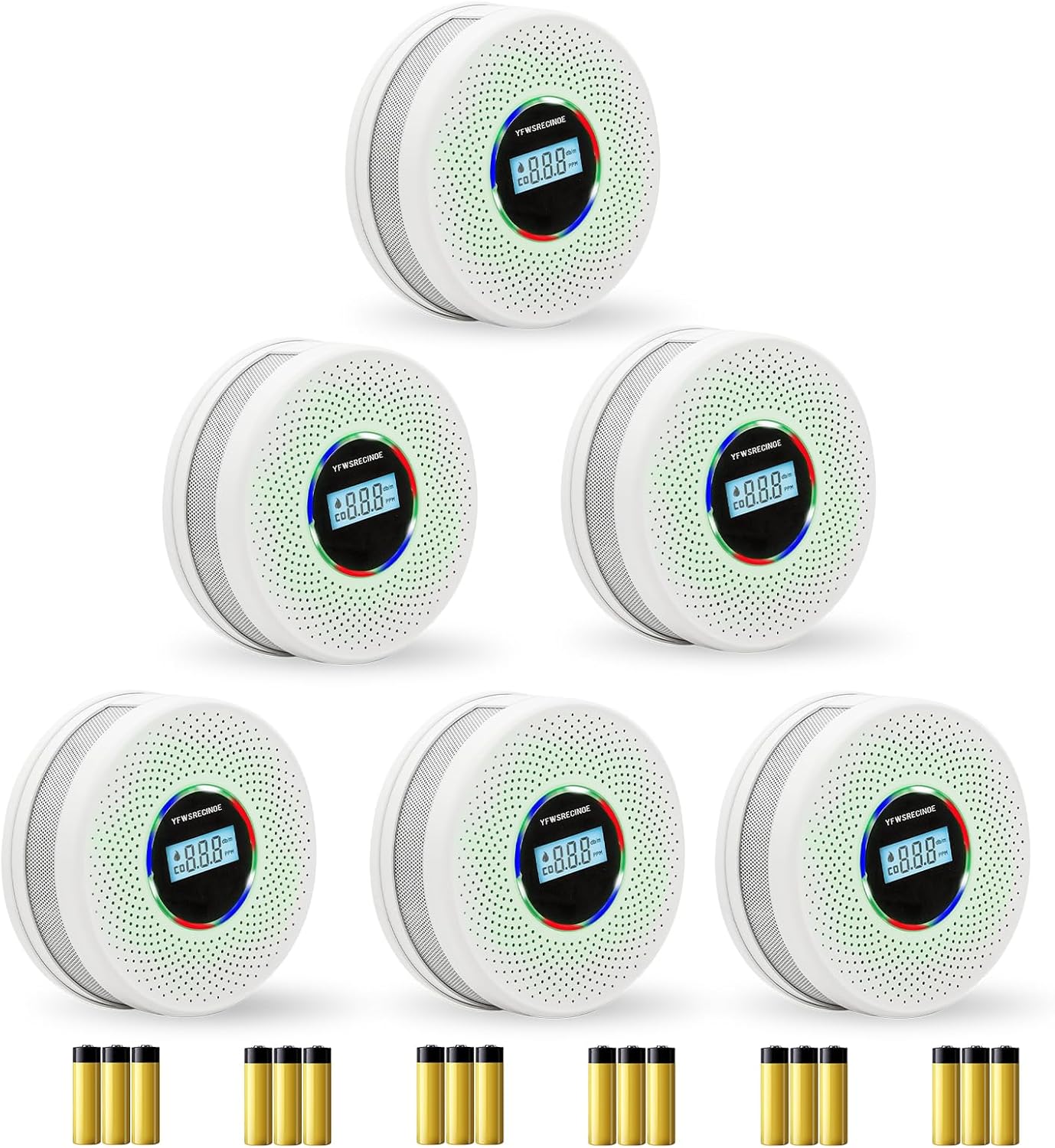 6 Pack Upgraded Combination Smoke and Carbon Monoxide Alarm
