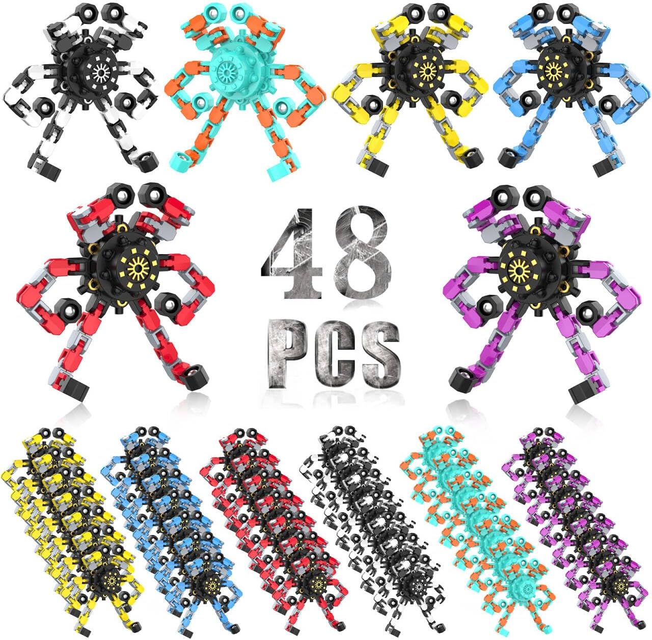 Transformable Fidget Spinner for Kids - 48PC DIY Robot Toy