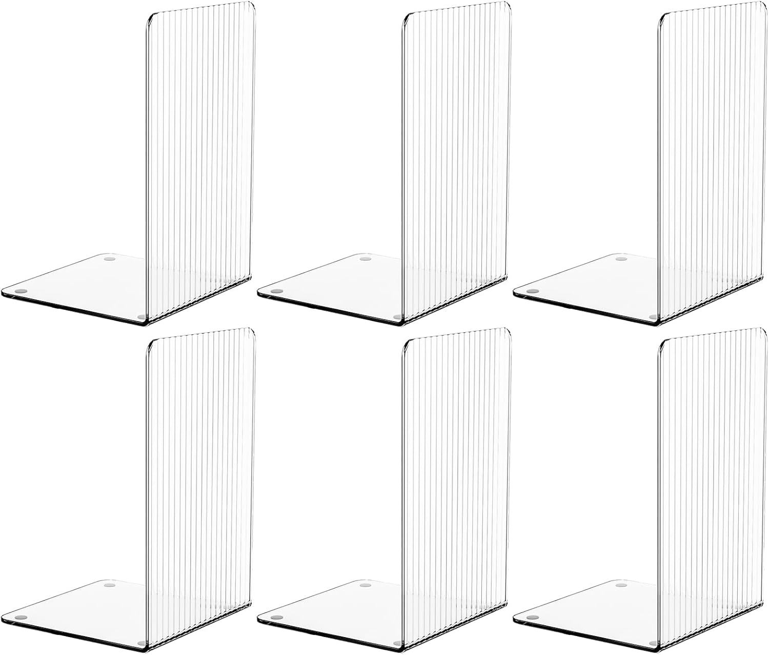 Non-Slip Clear Acrylic Bookends - Organize with Ease