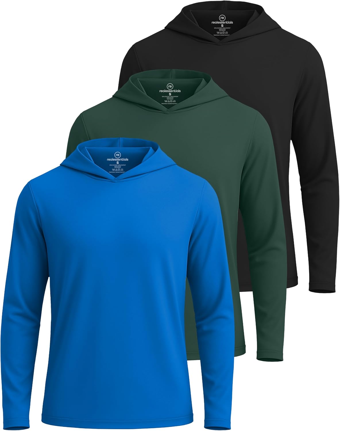 Men's Dry Fit Wicking Long Sleeve Fishing Hoodie Pullover 3 Pack