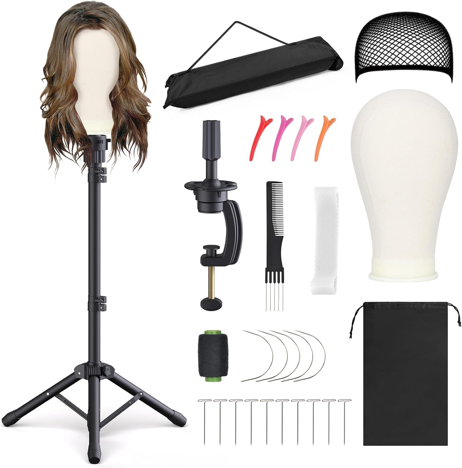 Relx Adjustable Wig Stand with Mannequin Head for Styling