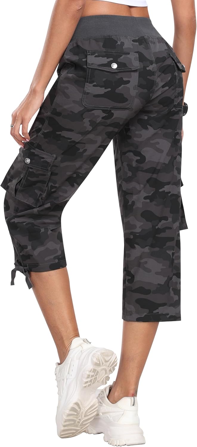 MoFiz Women's Cargo Capris Hiking Pants for Outdoor Activities