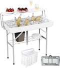 Allpop 2-Tier Folding Ice Cooler Table with Skirt - Portable Party
