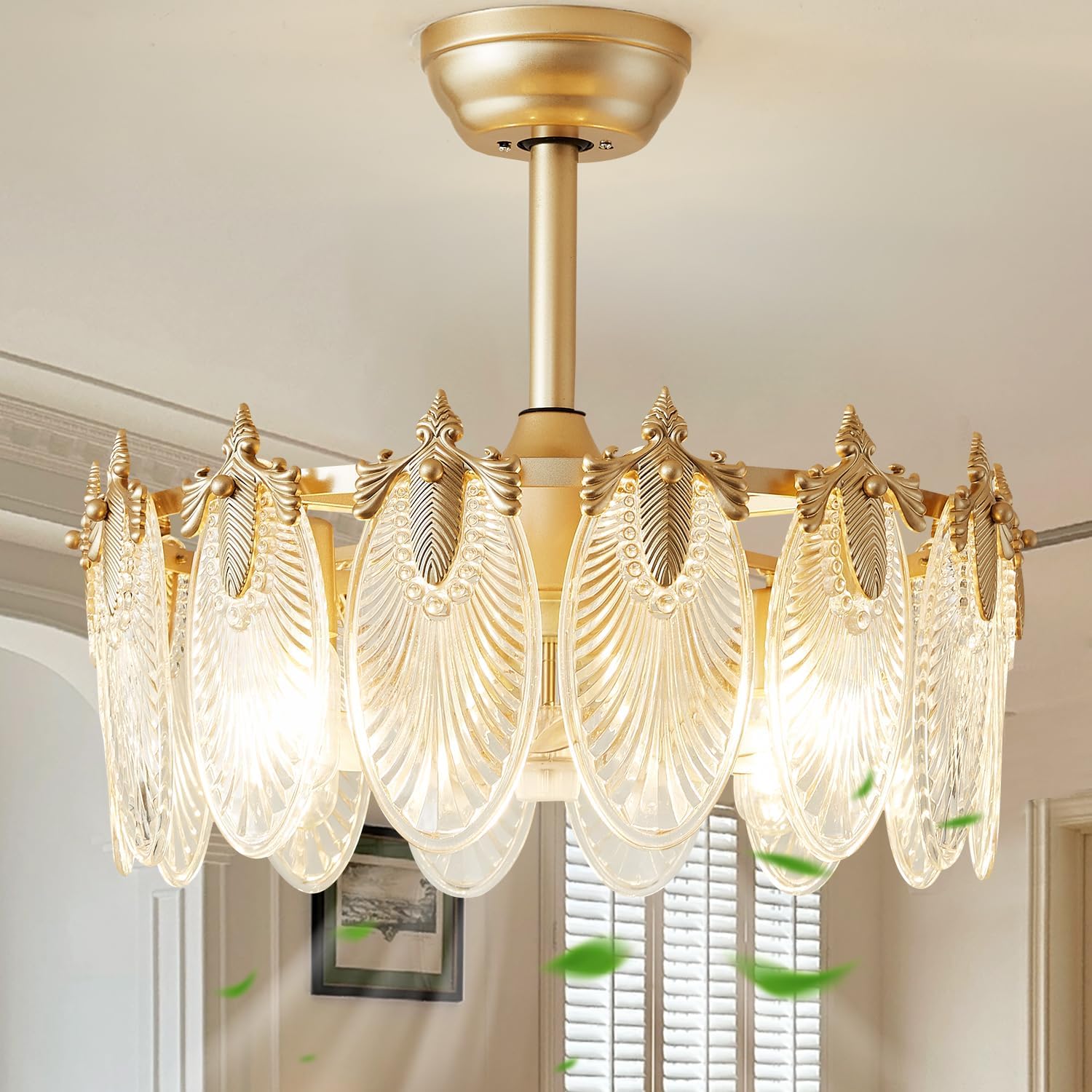 Crystal Fandelier Ceiling Fan with Light for Girls Bedroom