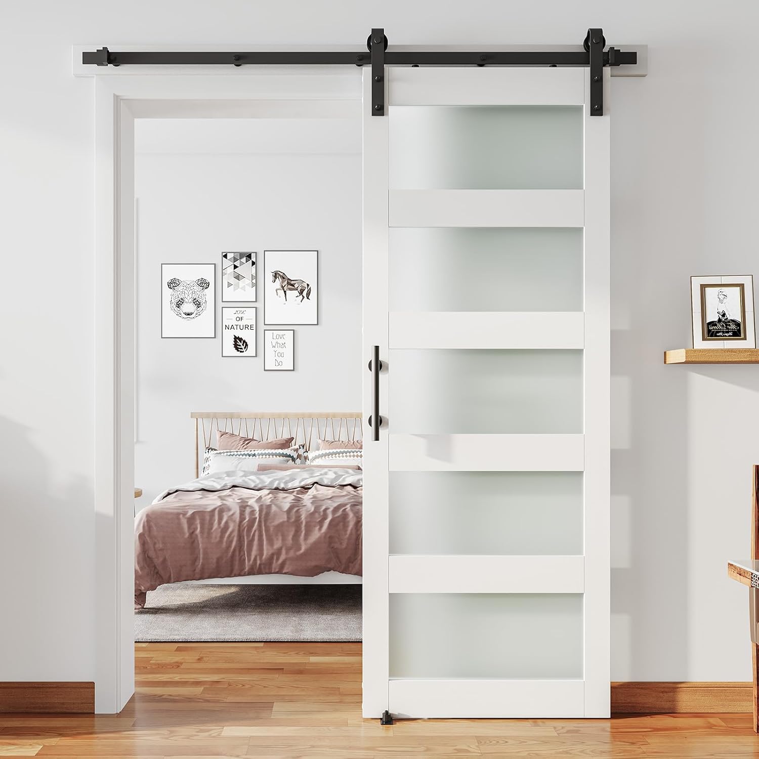 30ft' x 96ft' Glass Barn Door with Hardware Kit for Easy Installation