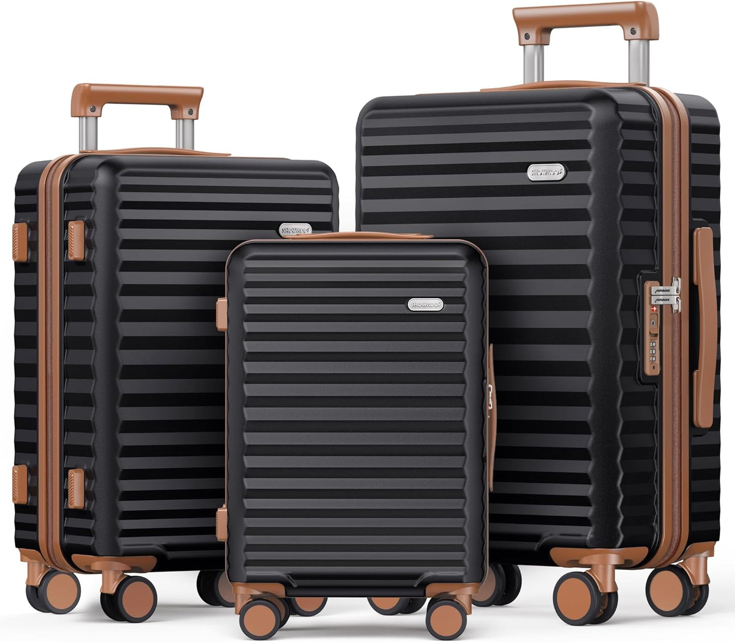SHOWKOO Luggage Sets 3 Piece Hardside Expandable Suitcase