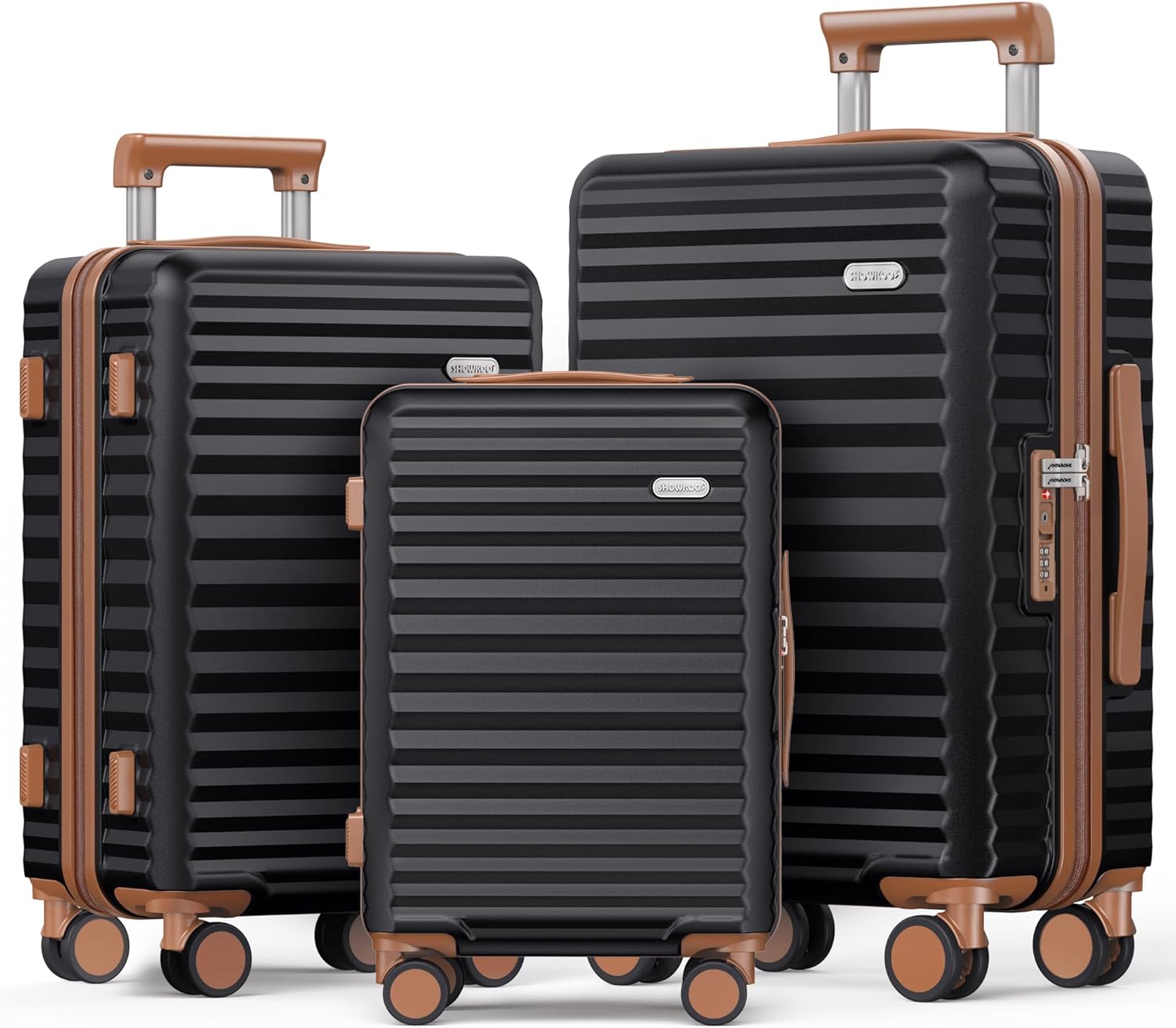 SHOWKOO Luggage Sets 3 Piece Hardside Expandable Suitcase