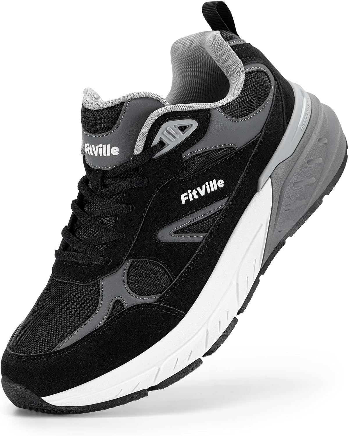 FitVille Wide Walking Shoes for Men with Arch Support Comfort