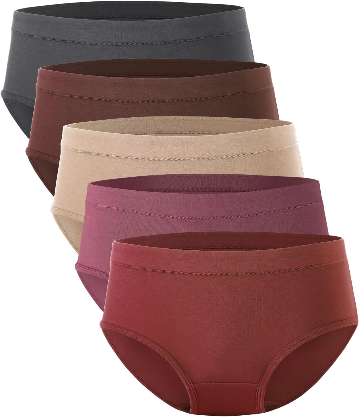 Moisture-Wicking Bamboo Womens Briefs, Soft and Breathable 5-Pack