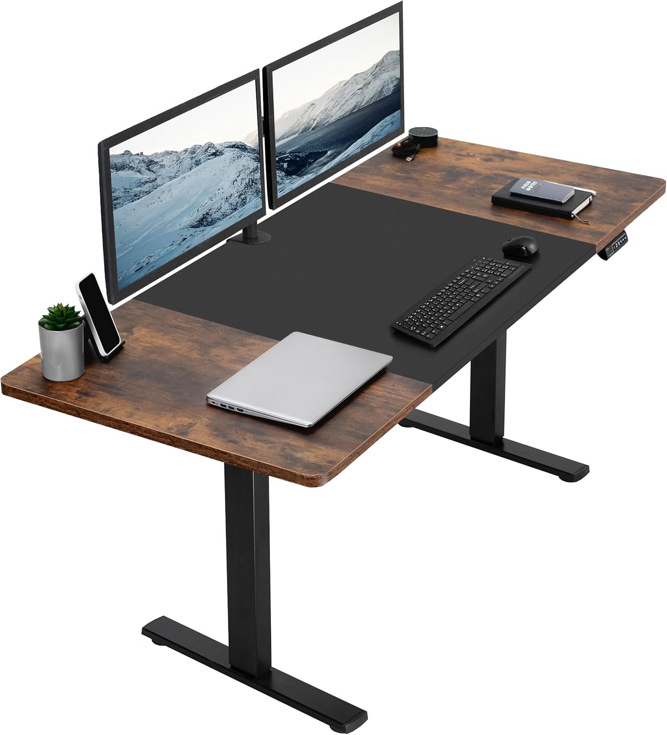 VIVO Electric Rustic Standing Desk with Memory Height Adjustment