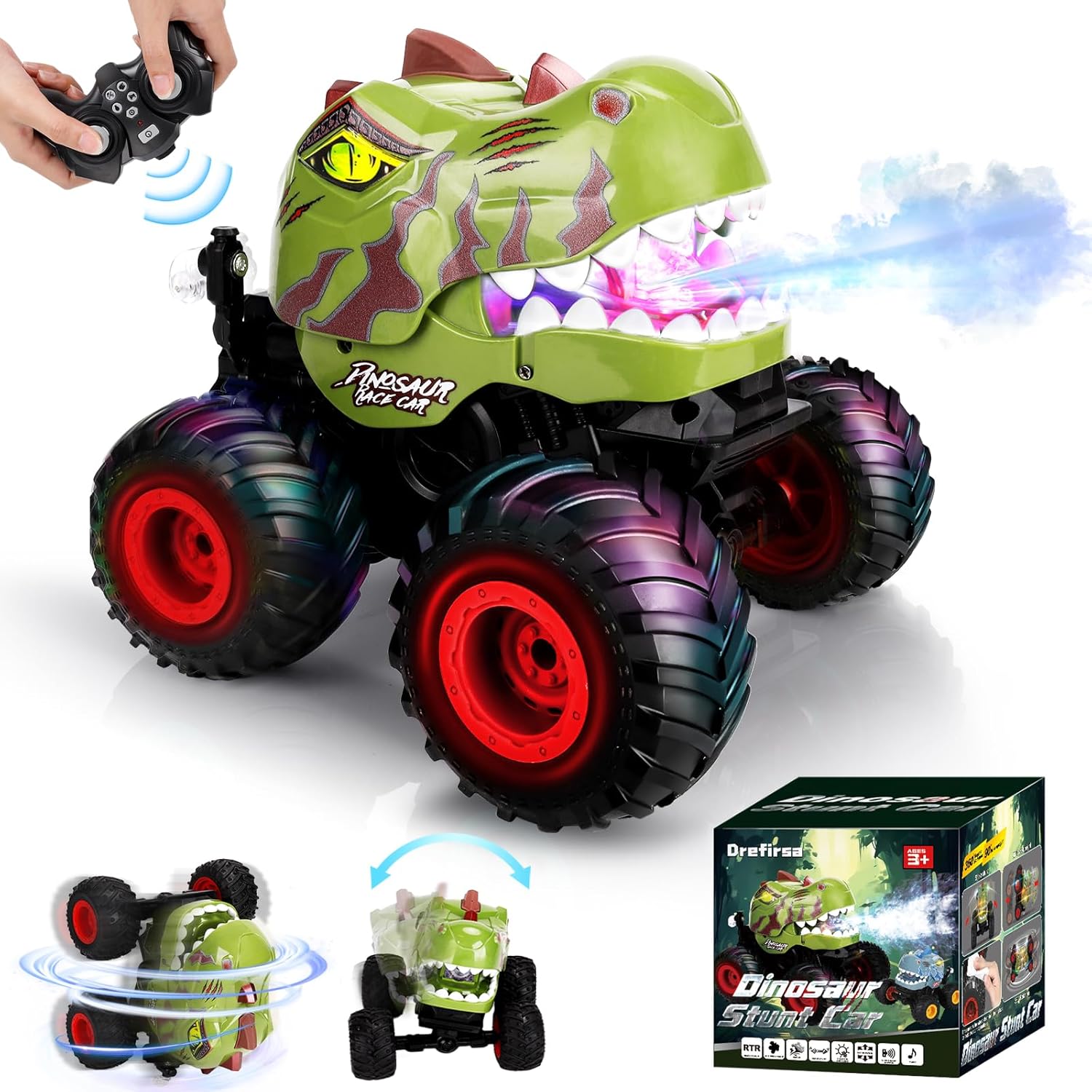Dinosaur Remote Control Car for Boys 4-12 with LED Light