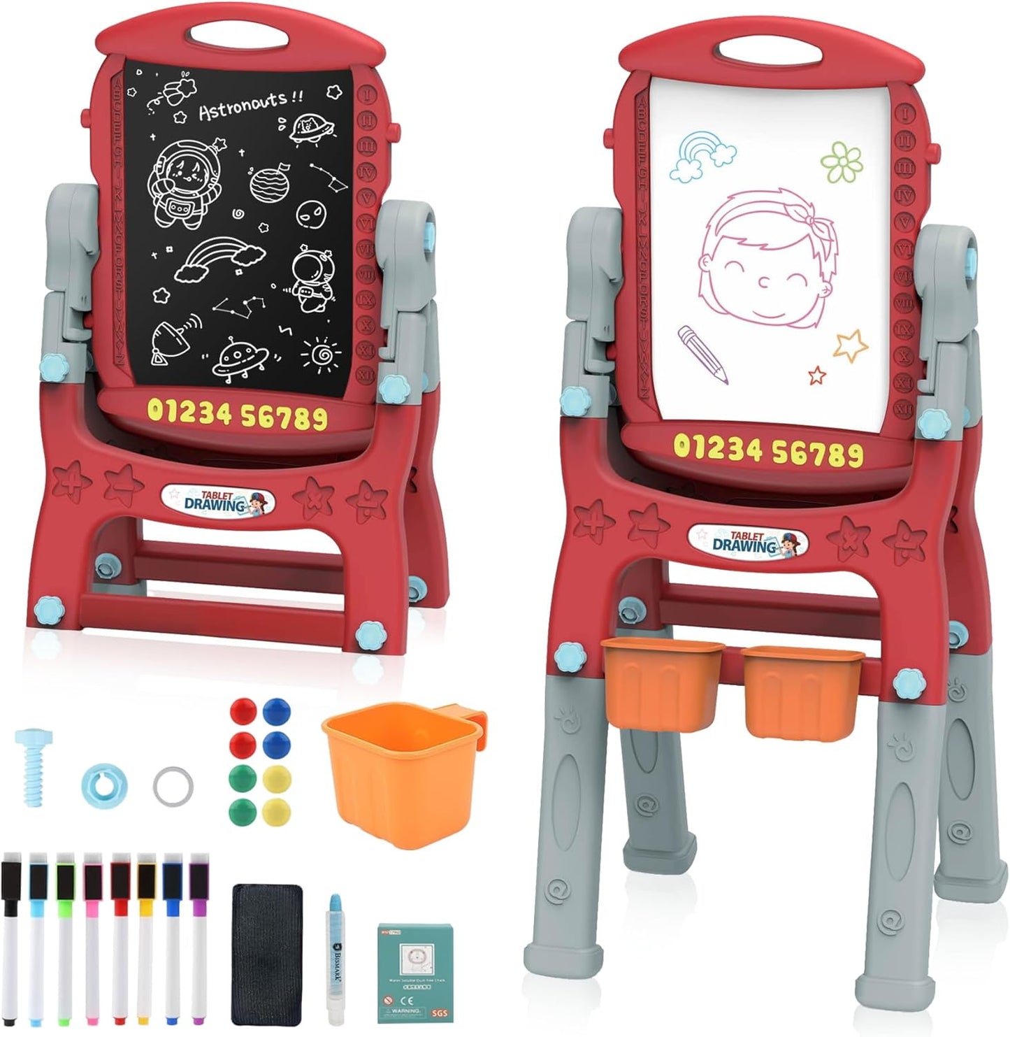 Adjustable Art Easel for Kids with Double-Sided Magnetic Board