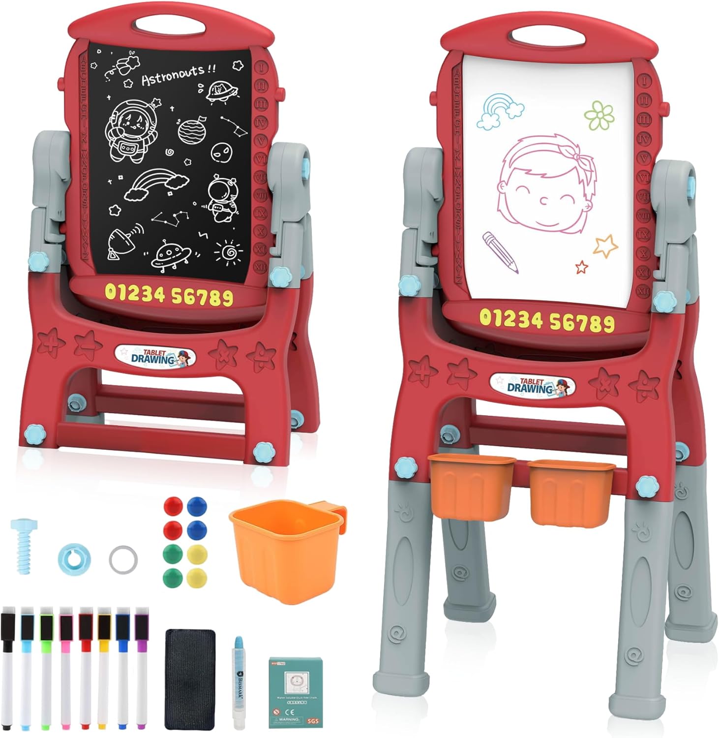 Adjustable Art Easel for Kids with Double-Sided Magnetic Board