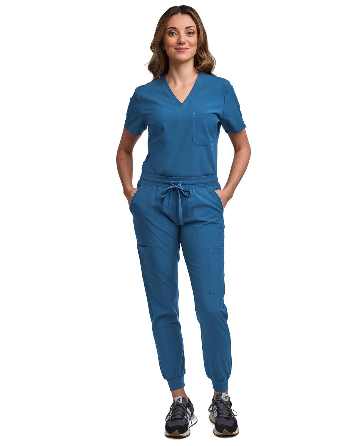 Green Town Scrubs for Women - Jogger Pant and V-Neck Top Set