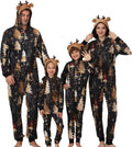 Matching Christmas Pajamas Onesies for Family Couples - Black Gold