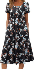 Womens Casual Flare Midi Dress for Summer - Soft Stretch Fabric