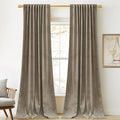 StangH Camel Beige Velvet Curtains 102 in Panels - Luxury Blackout